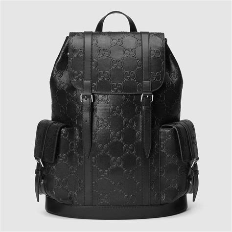 gucci shoulder bag black with logos embossed|gucci gg embossed backpack.